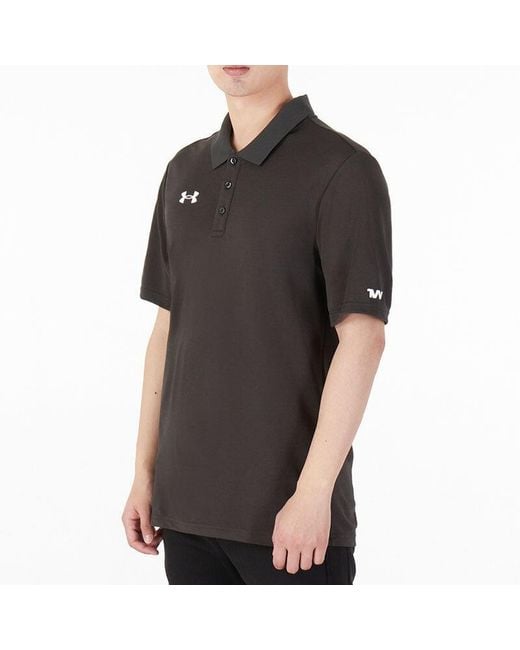 Under Armour Black Casual Sports Lapel Training Breathable Short Sleeve Polo Shirt for men