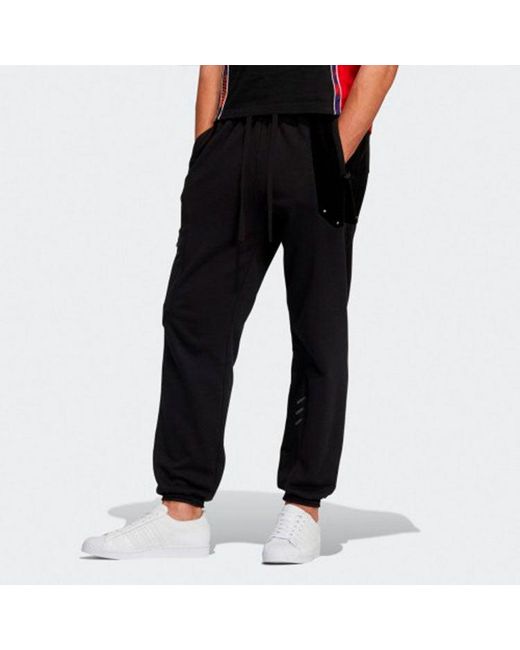 Adidas Black Originals X Melting Sadness Crossover Series Casual Splicing Sports Pants/Trousers/Joggers for men