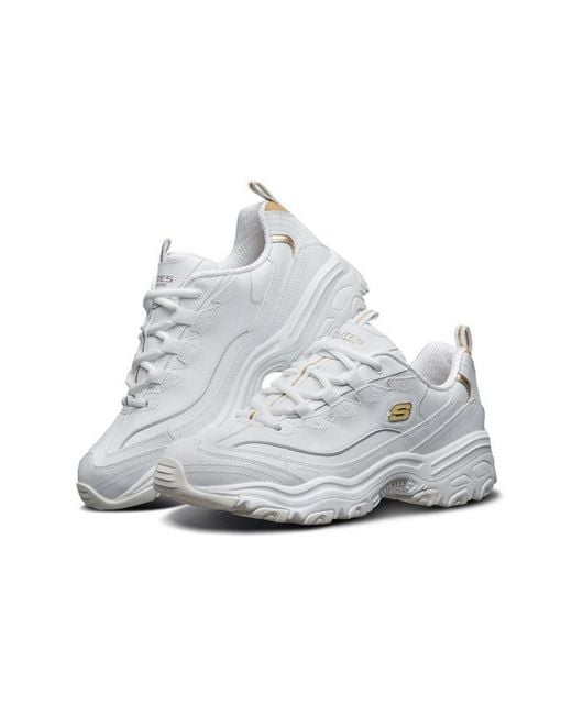 Skechers White D'Lites 1.0 Running Shoes for men