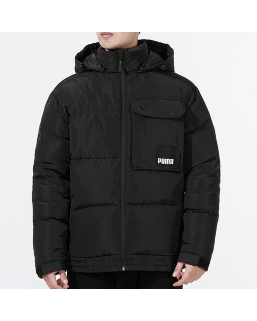 PUMA Black Hoodie Loose Down Jacket for men