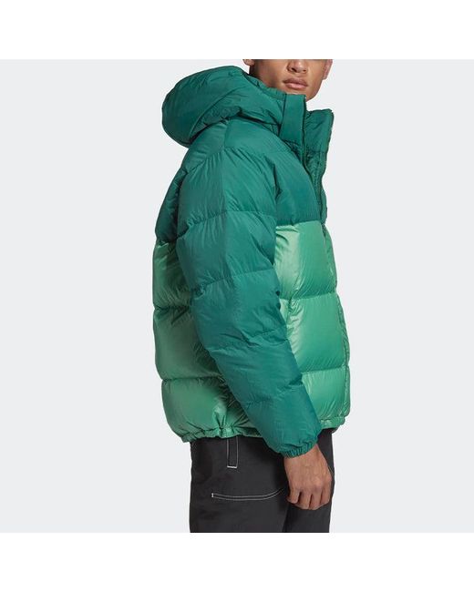 Adidas Green Originals Down Regen Puff Stay Warm Splicing Sports Hooded Down Jacket for men