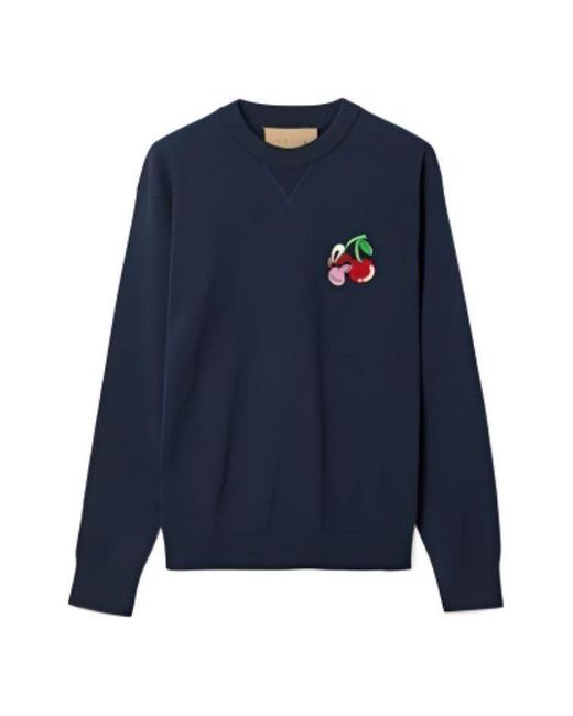 Gucci Blue Cotton Wool Sweater With Patch 'Dark' for men