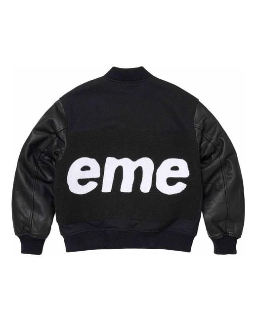 Supreme Big Logo Chenille Varsity Jacket Whtie' in Black for Men