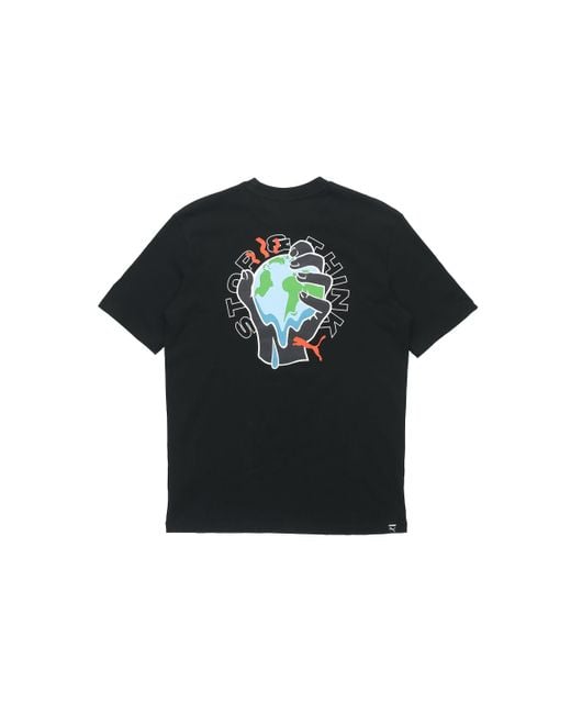 PUMA Black Environmental Friendly Printing Round Neck Short Sleeve for men