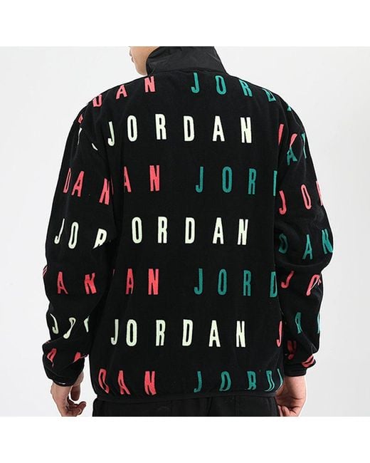 Nike Black Jumpman Logo Printing Windproof Stand Collar Jacket for men