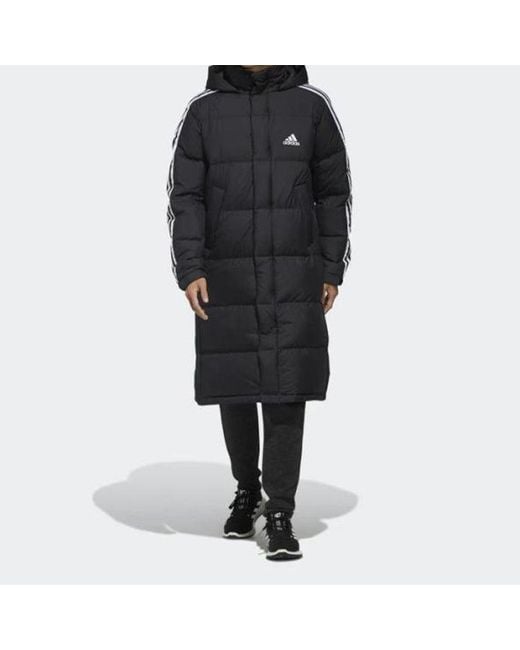 Adidas Black Long Parka Mid-Length Outdoor Thicken Hooded Down Jacket for men