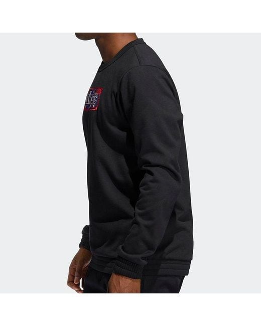 Adidas Blue Mic Gfx Crew New Year's Edition Basketball Sports Fleece Lined Round Neck Pullover for men