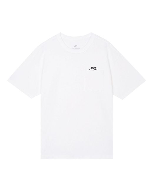 Nike White Solid Color Pocket Round Neck Loose Short Sleeve for men