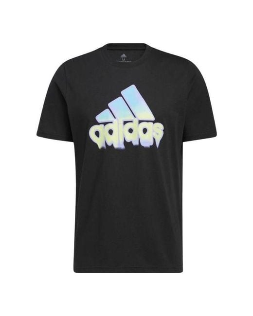 Adidas Black Alphabet Logo Round Neck Short Sleeve T-Shirt for men