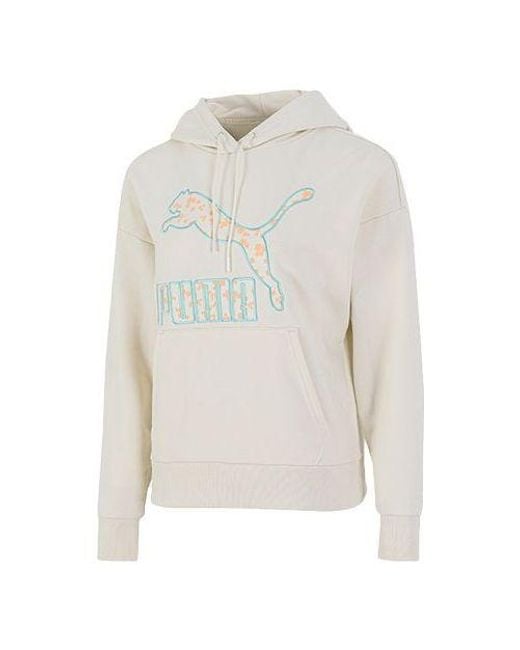 PUMA White (Wmns) Logo Floral Graphic Hoodie