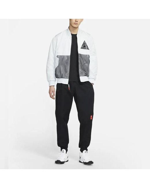 Nike Blue Kyrie Basketball Sports Mesh Patchwork Print Pattern Woven Baseball Padded Color Jacket for men