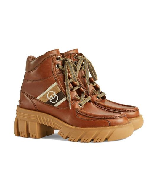 Gucci Brown Interlocking G Ankle Boots
