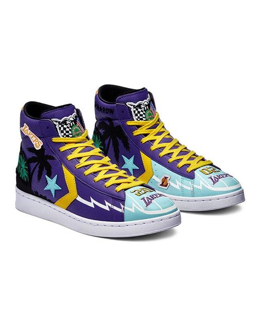 Converse Blue Chinatown Market X Pro Leather High 'Lakers Championship Jacket' for men