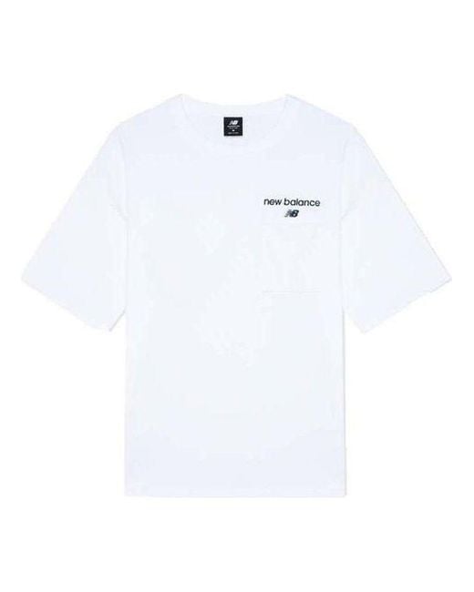 New Balance White Logo Print T-Shirt for men