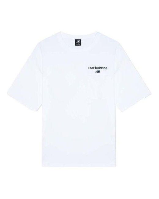 New Balance White Logo Print T-shirt for men