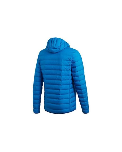 Adidas Blue Outdoor Protection Against Cold Stay Warm Sports Hooded Down Jacket for men