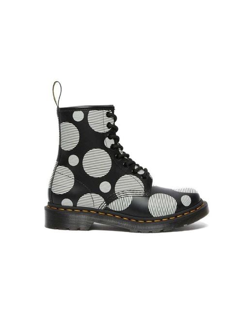 Dr. Martens Black (Wmns) Dr.Martens 1460 Polka Dot Smooth Leather Lace Up Boots