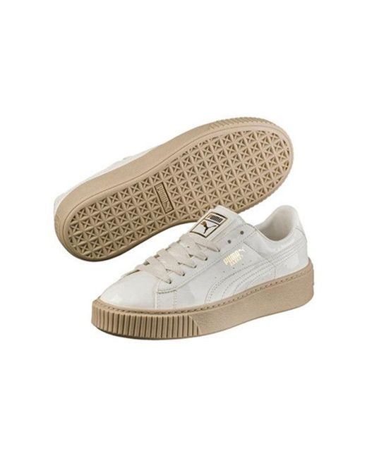 PUMA White (Wmns) Basket Platform Patent Marshmallow