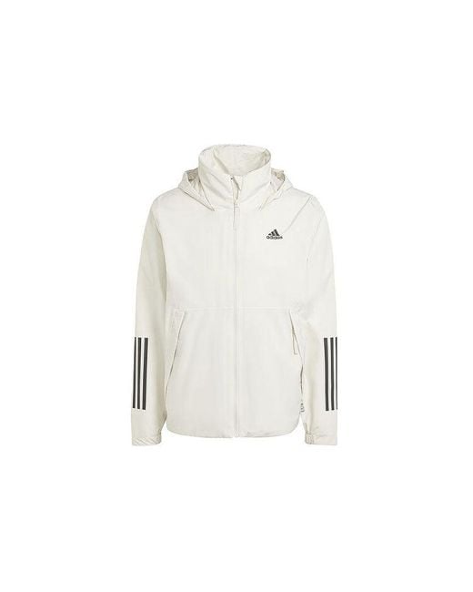 Adidas White Bsc 3-Stripes Rain.Rdy Jacket Asia Sizing for men