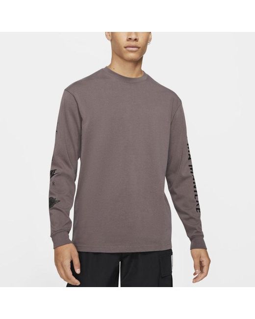Nike Brown X A Ma Manire Crossover Logo Printing Round Neck Long Sleeves T-shirt for men