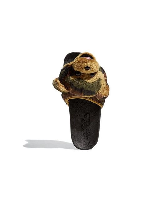 Adidas Brown Jeremy Scott X Adilette Slide 'Camo Teddy' for men