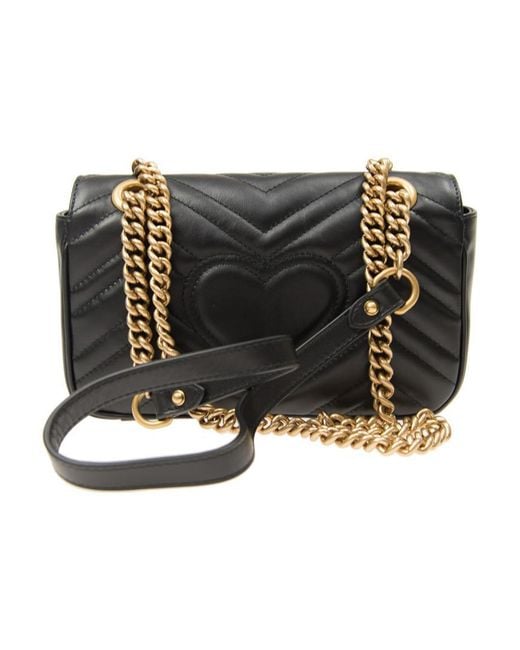 Gucci Black (Wmns) Gg Marmont Leather Single-Shoulder Chain Bag Mini