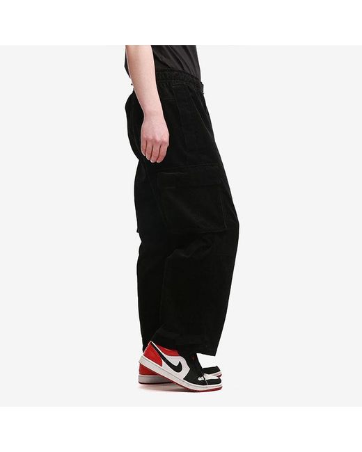 Adidas Black Ub Pnt Cdr Sports Cargo Pocket Corduroy Long Pants for men