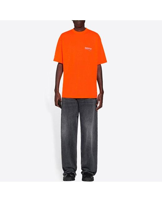 Balenciaga Orange Large Fit T-Shirt 'Fluo' for men
