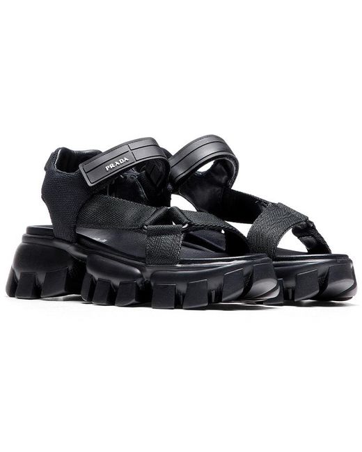Prada Blue (Wmns) Sporty Woven Nylon Tape Sandals