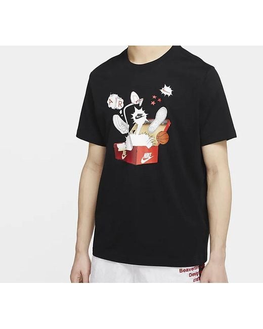 Nike Black As Sportswear Nsw Tee Shoe Printing Short Sleeve for men