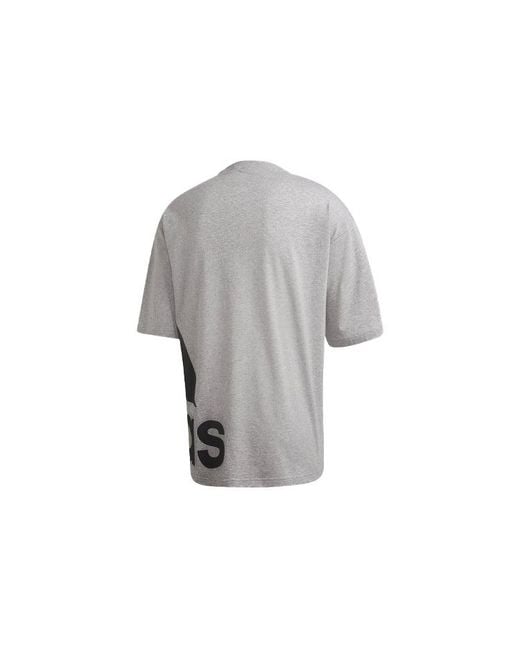 Adidas Gray M Mh Boxbos Tee Logo Printing Training Sports Round Neck Short Sleeve for men