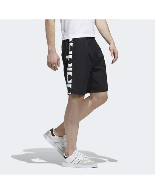 Adidas Black Neo Side Large Logo Athleisure Casual Sports Shorts for men