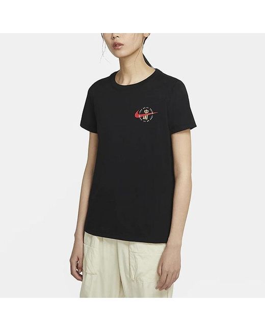 Nike Black (Wmns) Sportswear China Printing Short Sleeve