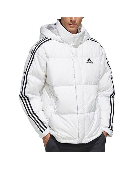 Adidas Gray 3St Puff Down Outdoor Protection Against Cold Stay Warm Hooded Down Jacket for men