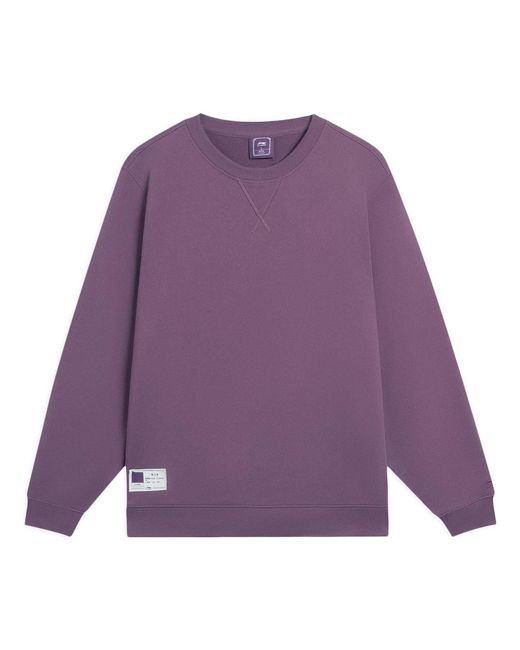 Li-ning Purple Classic Casual Plain Pullover for men