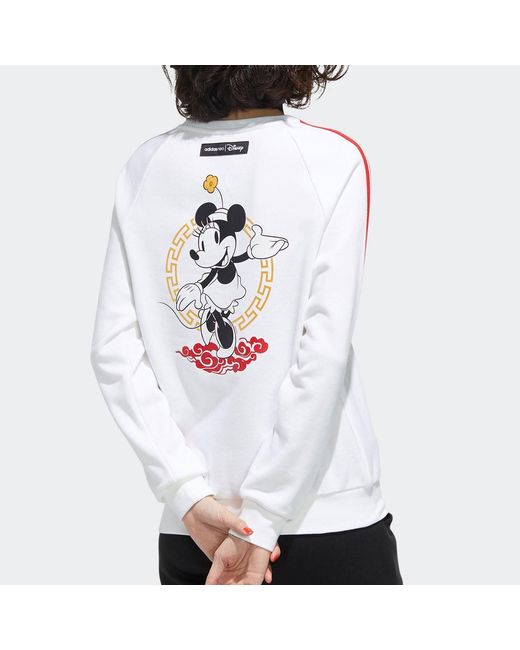 Adidas White (Wmns) Neo X Disney Cny Printing Sports Round-Neck Sweatshirt