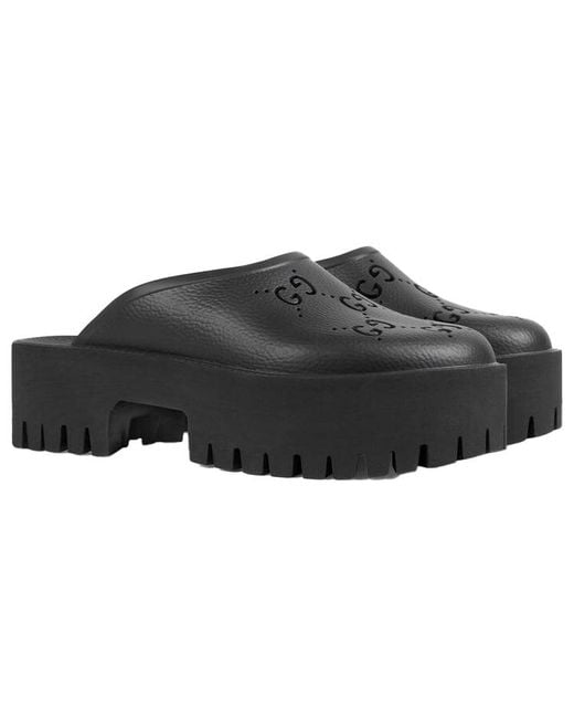 Gucci Black (Wmns) Platform Perforated G Sandal Rubber'