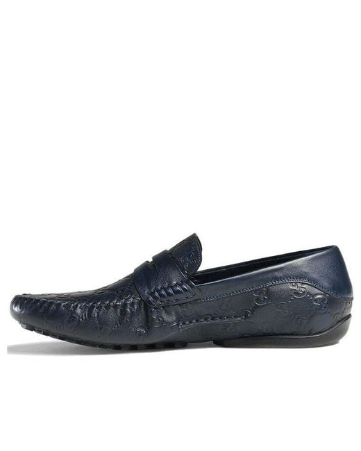 Gucci Blue Penny Slip On Loafers Leather' for men