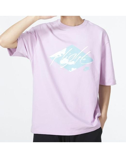 Nike Purple Essentials Pattern Printing Round Neck Tee for men