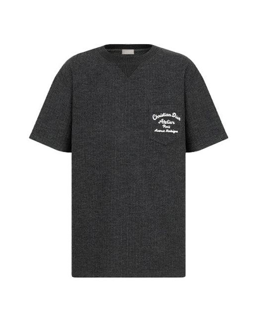 Dior Black Ss22 Alphabet Printing Round Neck Short Sleeve T-Shirt for men