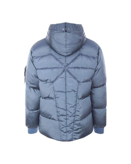 Stone Island Blue Hooded Down Jacket 'Mid' for men