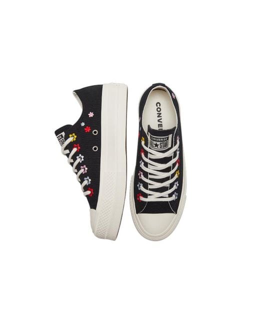 Converse Blue (Wmns) Chuck Taylor All Star Lift Platform Low 'Floral Embroidery'