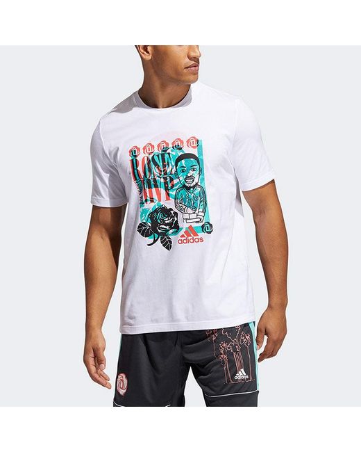 Adidas White Rose Avatar Mvp Casual Sports Cartoon Printing Short Sleeve for men