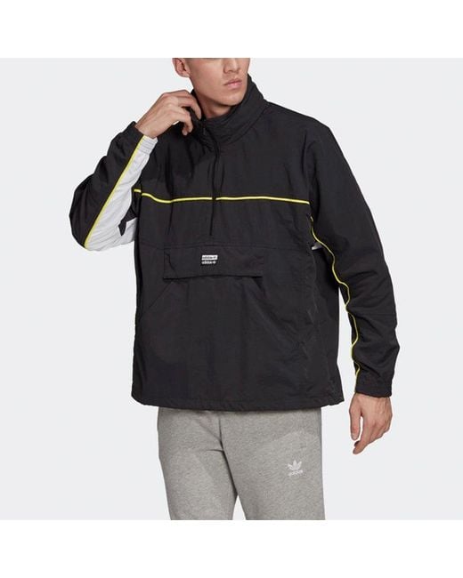 Adidas Black Originals Stand Collar Pullover Sports Jacket for men