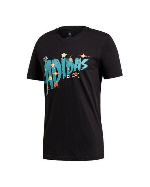 Adidas Black Sports Stylish 8-Bit Lineage Short Sleeve for men