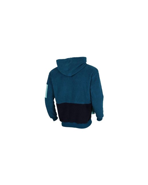 PUMA Blue Retro Block Sherpa Cardigan Hooded Colorblock Lamb's Wool Jacket for men