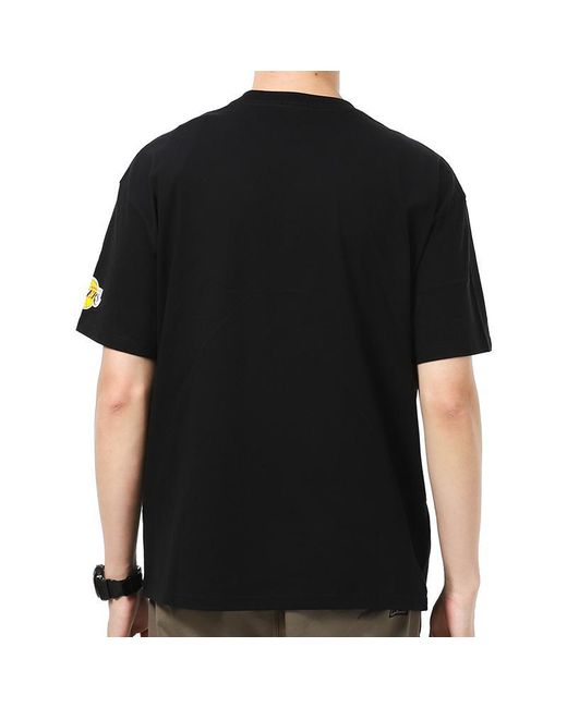 Nike Black Nba Los Angeles Lakers Alphabet Printing Basketball Sports Round Neck Short Sleeve for men