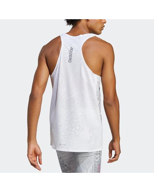 Adidas White Adizero Singlet for men
