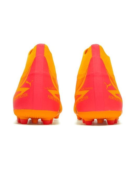 PUMA Yellow Ultra Match Mid Soccer Sneakers 'Sun Stream Sunset Glow' for men