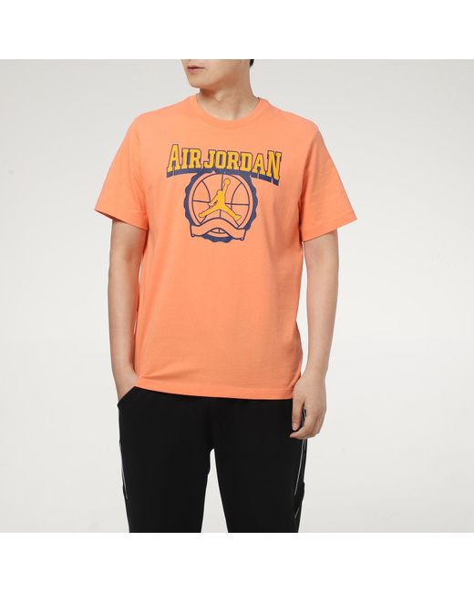 Nike Orange Burst Crack Basketball Sports Short Sleeve T-Shirt for men